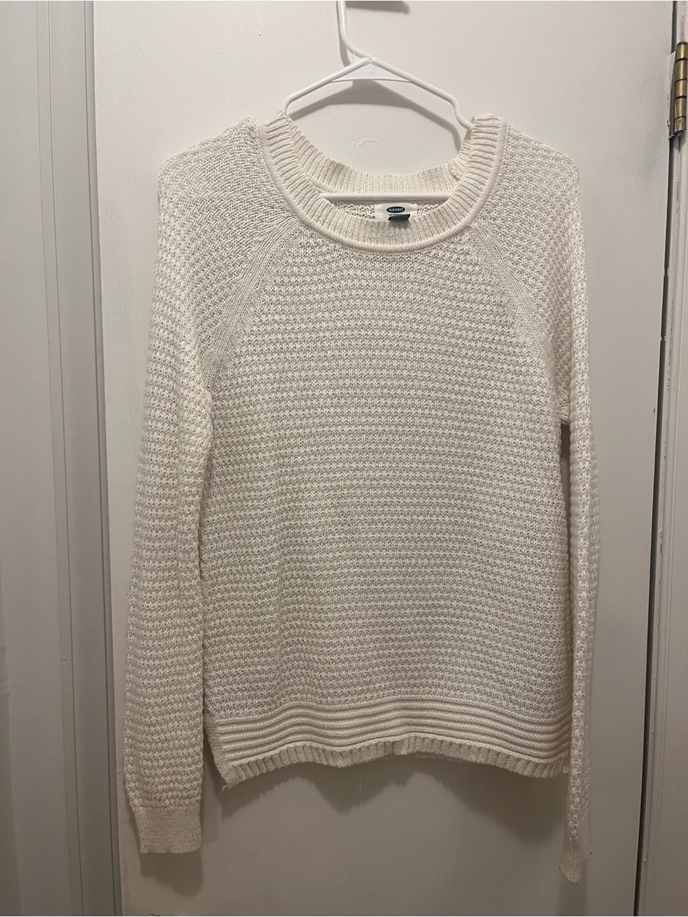 Old Navy Cream Waffle Crewneck Sweater